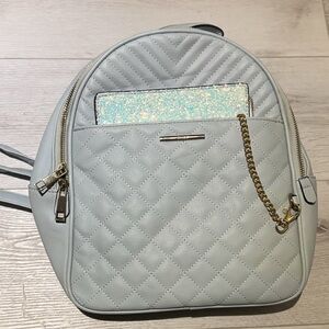 Aldo Quilted Light Blue Women's Backpack with Sparkle Pocket